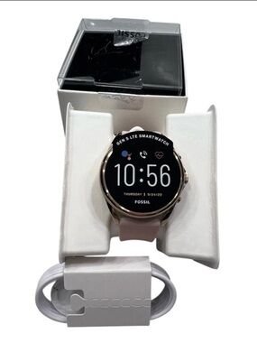 Fossil Gen 5 LTE FTW60751 Wear OS Smartwatch Pink Silicone Band Gold Case